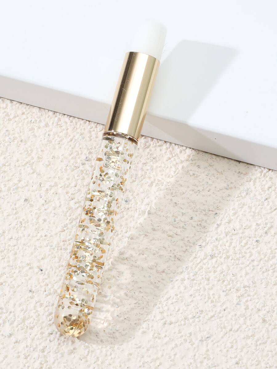 Facial Cleansing Brush, 1pc Eyelash Cleaning Nose Brush, Peel Off Blackhead Nose Cleansing Brush, Mousse Acne Micron Soft Bristle Brush, Eyelash Extensions Blackhead Brush Washing Brush Lash Cleanser - Gold - View 1