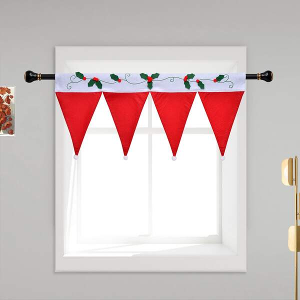 

1pc Christmas Hat Design Window Valance, Multicolor