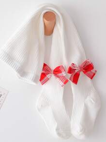 Toddler Girls Bow Decor Tights - Multicolor - View 2