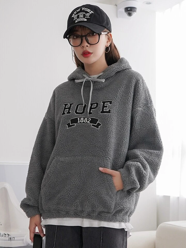 DAZY 無地柄 ドロップショルダー ジッパーアップ テディパーカー DAZY 無地柄 ドロップショルダー ジッパーアップ テディパーカー