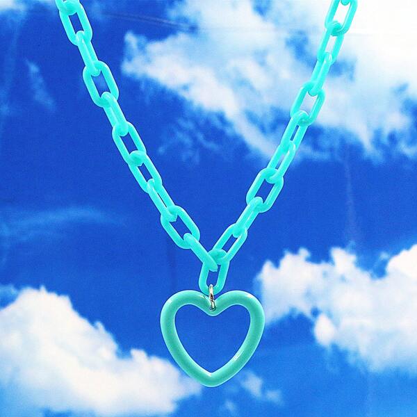 

Heart Charm Necklace, Baby blue