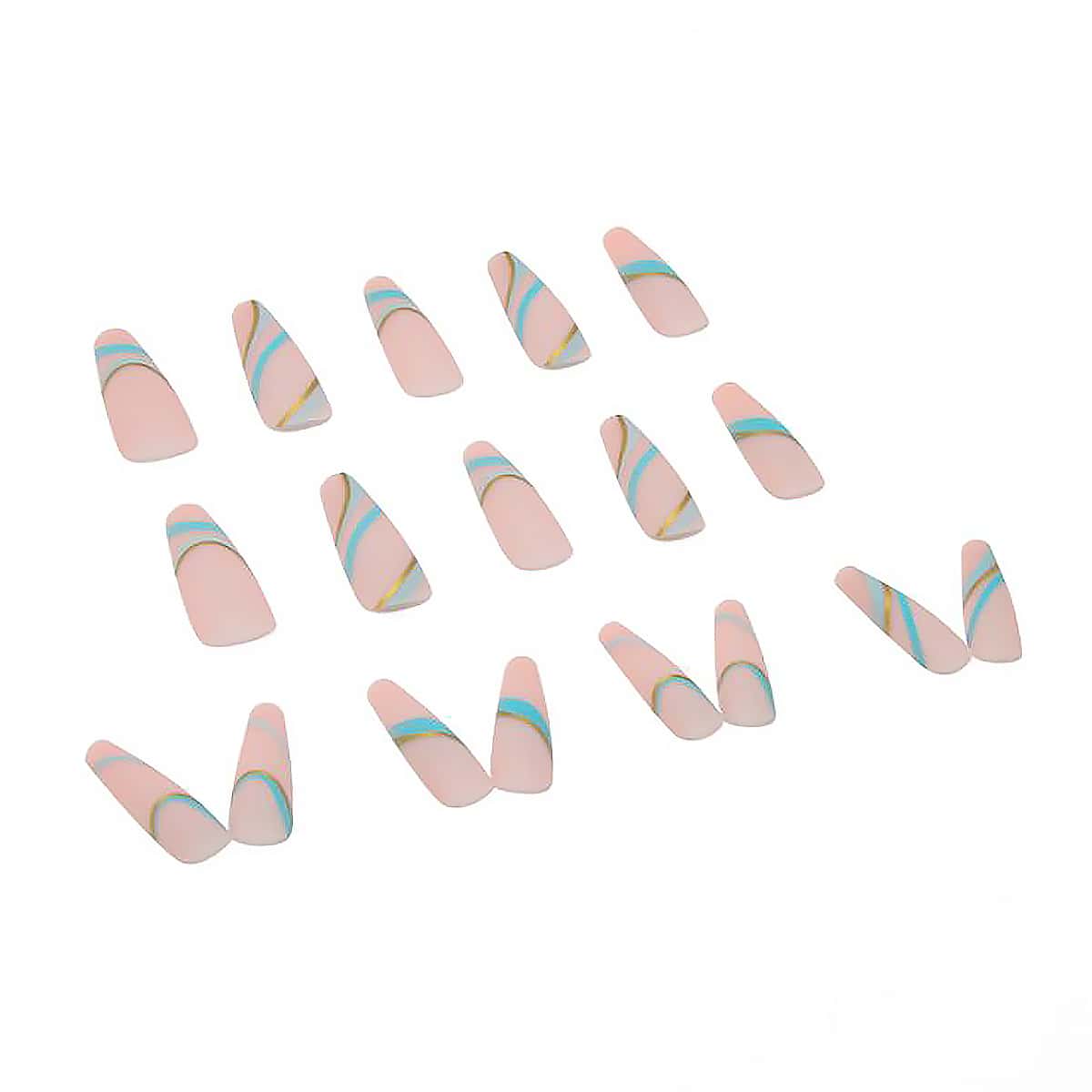 

24pcs Line Art Fake Nail, Baby pink