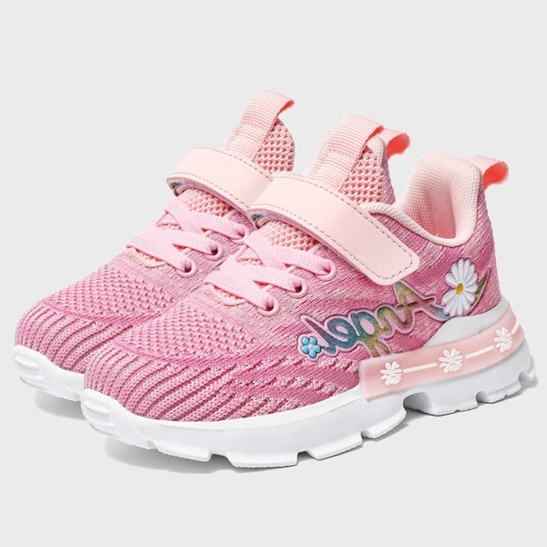 

Girls Floral Graphic Mesh Panel Sneakers, Pink