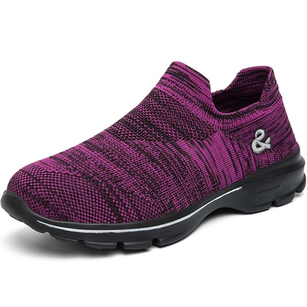

Embroidery Decor Slip On Running Shoes, Purple