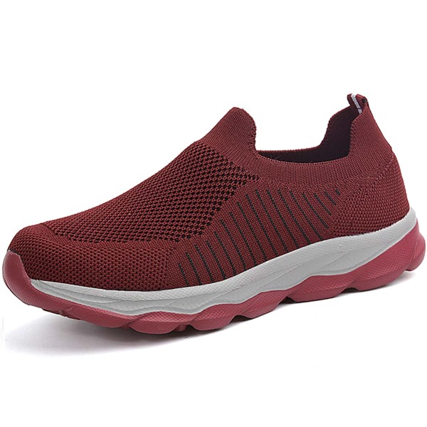 

Striped Slip On Running Shoes, Red