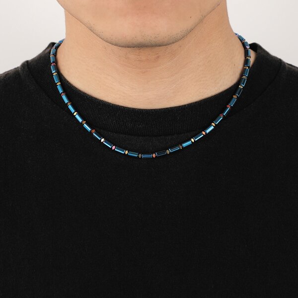

Men Minimalist Necklace, Blue