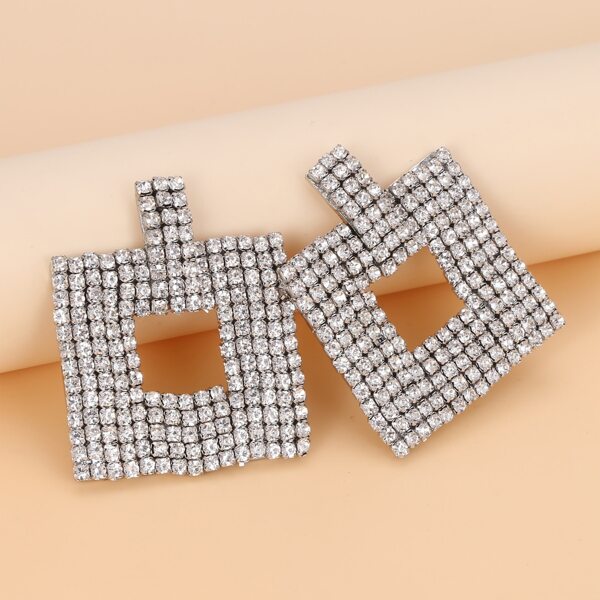 

Rhinestone Geo Decor Stud Earrings, Silver