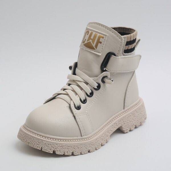 

Boys Minimalist Lace-up Front Boots, Beige