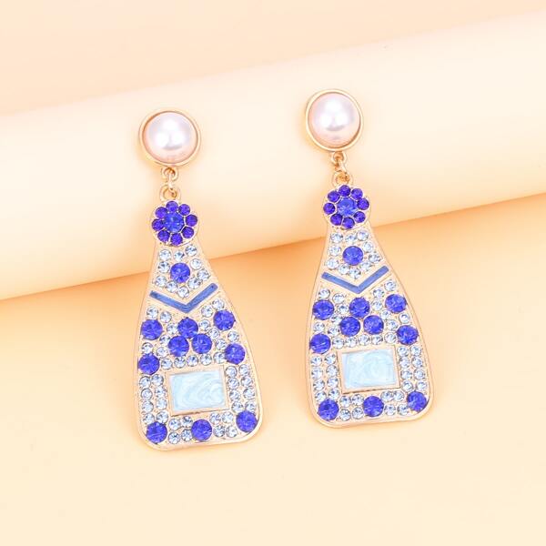 

Rhinestone Bottle Decor Drop Earrings, Blue