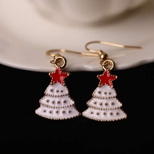 

Christmas Tree Drop Earrings, Multicolor