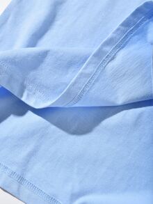 Hombres Camiseta con estampado de letra y astronauta - Celeste - Ver 5