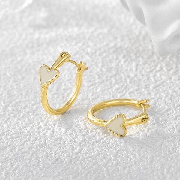 

Серьги 18K Позолоченный с сердечком, Золотистый