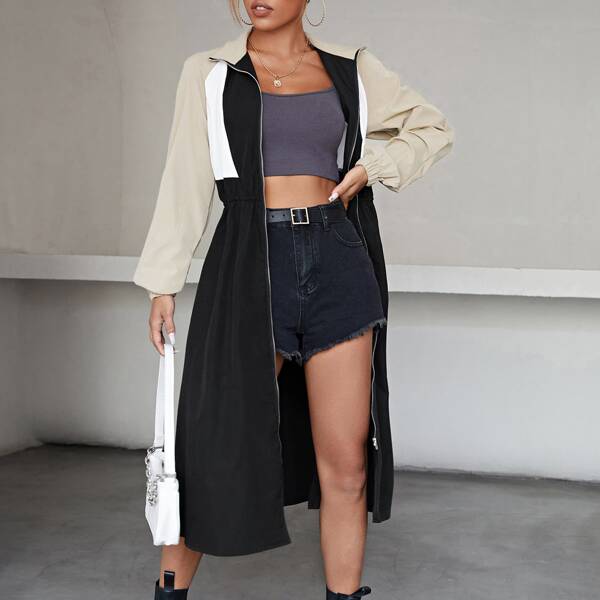 

Color Block Raglan Sleeve Coat, Multicolor