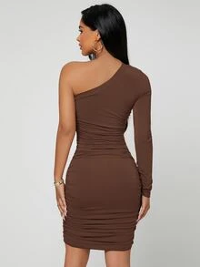 SHEIN SXY Vestido ajustado de un hombro fruncido
