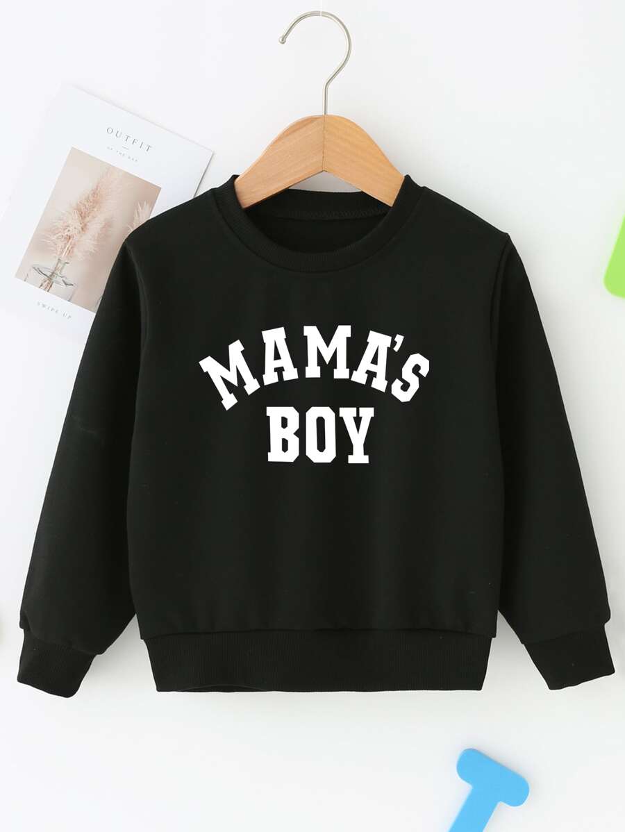 SHEIN Young Boy Letter Graphic Round Neck Pullover