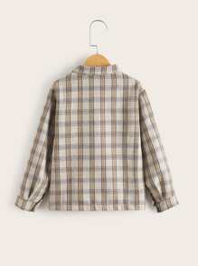 Girls Plaid Flap Pocket Jacket