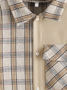 Girls Plaid Flap Pocket Jacket
