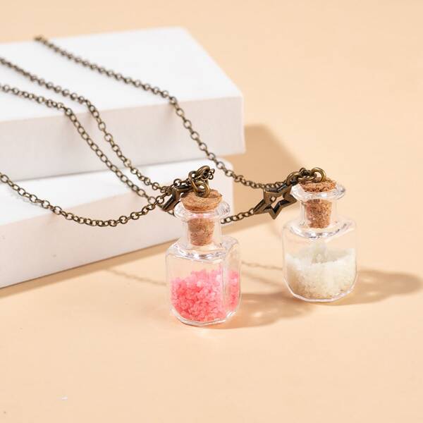 

2pcs Glow In The Dark Charm Necklace, Multicolor