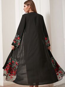 Al Najma Floral Embroidery Belted Abaya - Multicolor - View 2