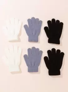 兒童3雙素色手套 - 彩色 - 查看 1