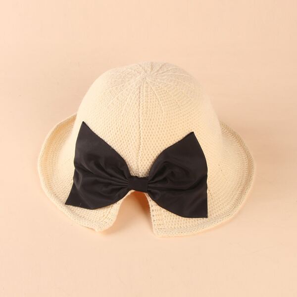 

Toddler Girls Bow Decor Hat, Beige
