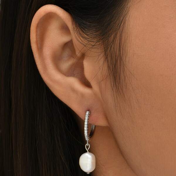 

Natural Pearl Drop Earrings, Silver