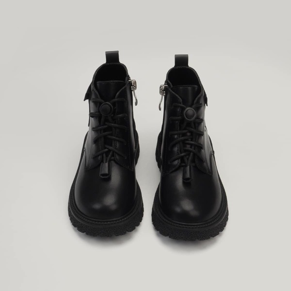

Girls Minimalist Lace-up Front Boots, Black
