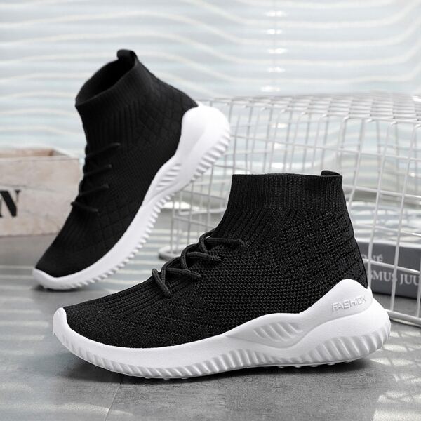 

Boys Minimalist Lace Up Front Hollow Out Sneakers, Black