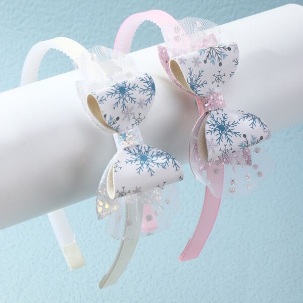 

2pcs Toddler Girls Bow Decor Headband, Multicolor