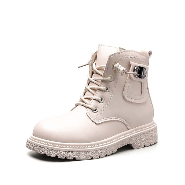

Girls Minimalist Lace-up Front Boots, Beige
