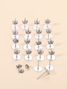 100入組8mm耳環底座和100入組耳環塞 - 銀色 - 查看 1