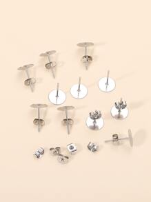 100入組8mm耳環底座和100入組耳環塞 - 銀色 - 查看 5