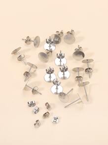 100入組8mm耳環底座和100入組耳環塞 - 銀色 - 查看 6