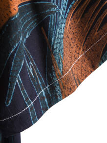 Manfinity Hombres Camisa al azar con estampado de planta irregular - Multicolor - Ver 3