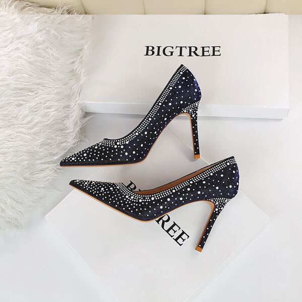 

Rhinestone Decor Point Toe Court Pumps, Royal blue