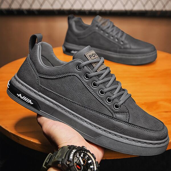 

Men Minimalist Lace Up Front Skate Shoes, Grey