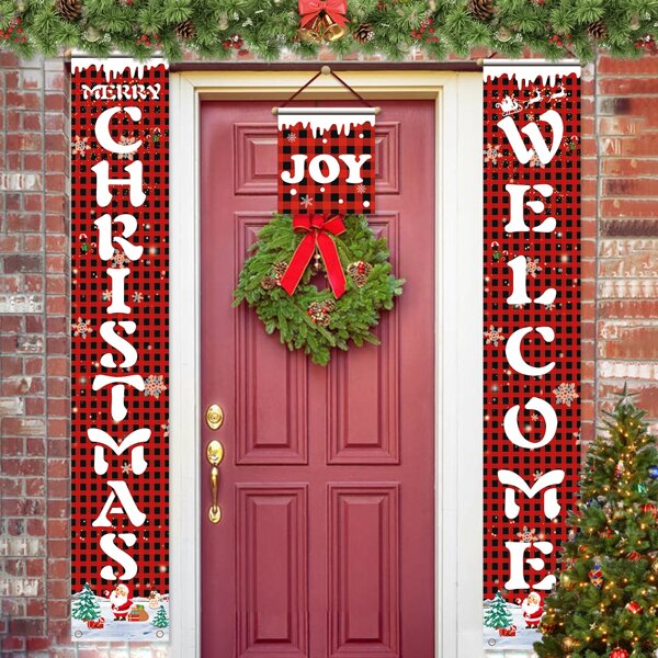 

3pcs Christmas Print Door Couplet, Multicolor