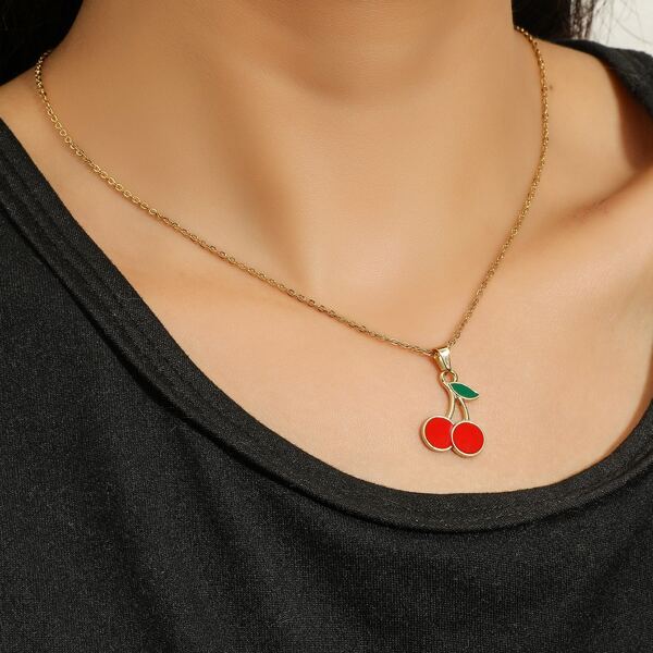 

Cherry Charm Necklace, Multicolor