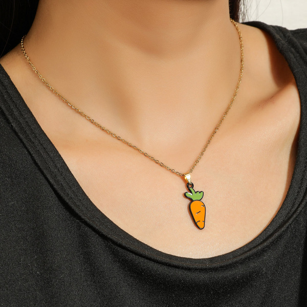 

Cartoon Carrot Pendant Necklace, Multicolor
