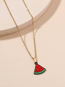西瓜墜飾項鍊 - 彩色 - 查看 2