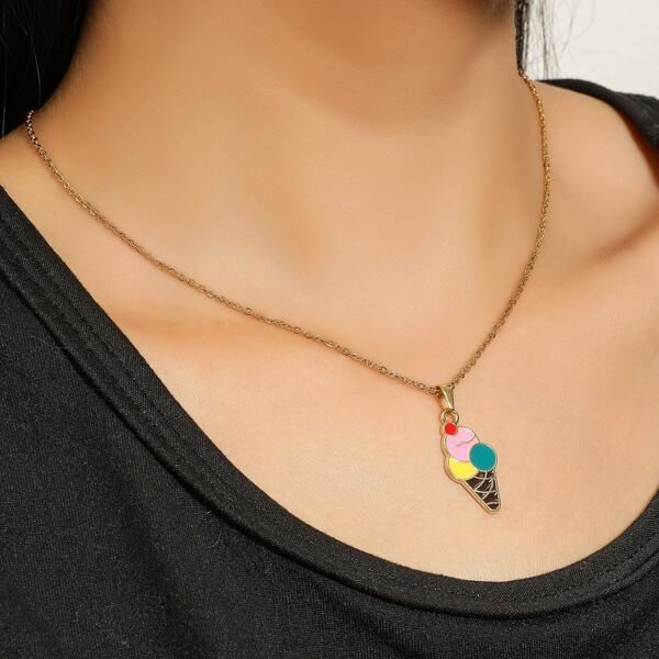 

Ice Cream Charm Necklace, Multicolor