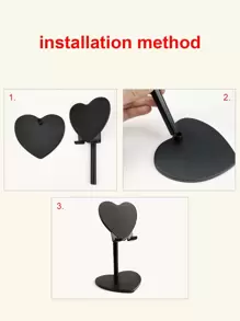 Soporte de escritorio con forma de corazón compatible con iPhone, teléfonos Android, regalo para cumpleaños, familia, amigos, soporte para teléfono, accesorio para teléfono - Negro - Ver 5