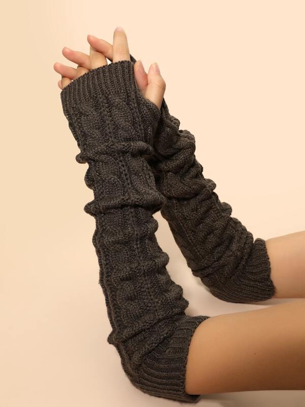 Solid Knitted Fingerless Gloves SHEIN USA