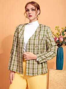 Modelyn Cazadora de tartán con botones - Multicolor - Ver 4