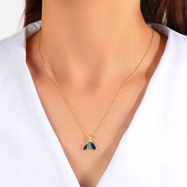 

Fish Tail Charm Necklace, Gold