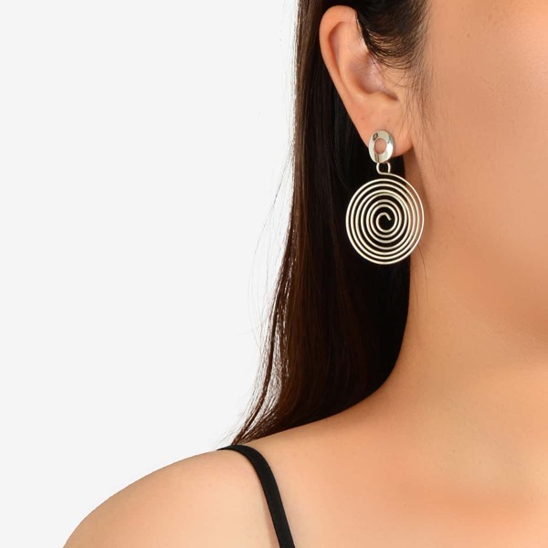 

Round Drop Earrings, Silver