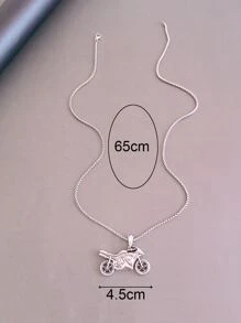 Fashionable and Popular Men Motorcycle Pendant Necklace for Jewelry Gift and for a Stylish Look - Silver - View 4