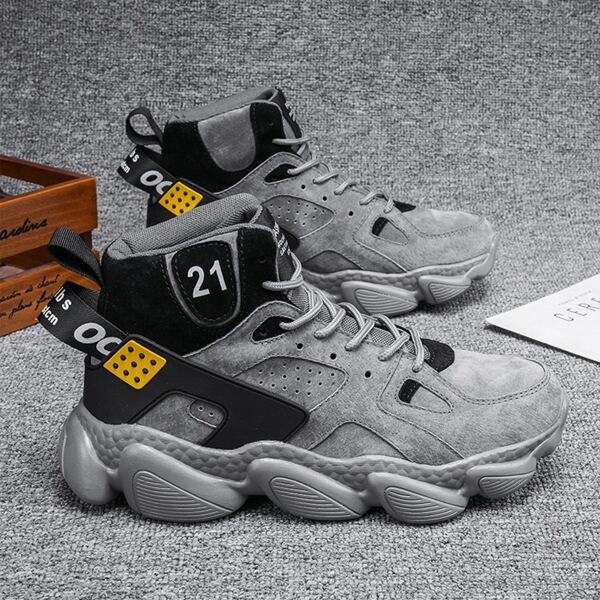 

Men Letter Graphic Lace Up Front Basketball Shoes, Grey