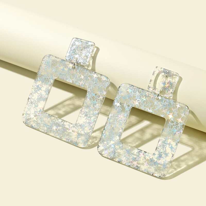 

Square Drop Earrings, Multicolor