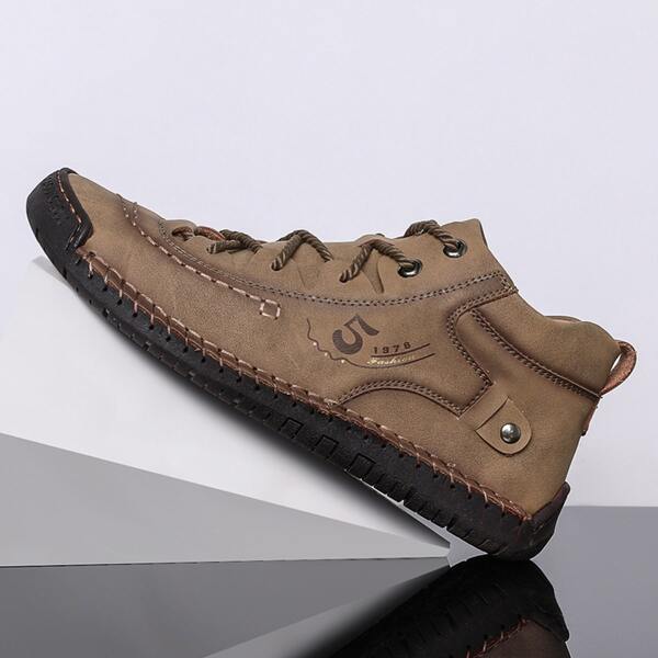 

Men Letter Graphic Hiking Boots, Brown